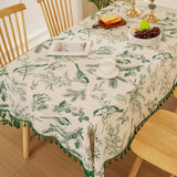 Toalha de Mesa Bohemia Verde com Franjas Elegantes