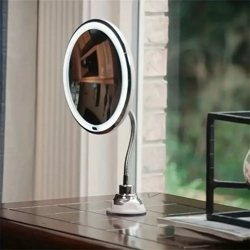 Espelho de Maquiagem LED Flexível 360 Graus com Ventosa