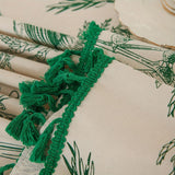 Toalha de Mesa Bohemia Verde com Franjas Elegantes