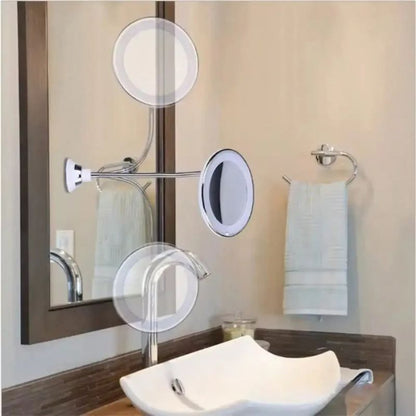 Espelho de Maquiagem LED Flexível 360 Graus com Ventosa