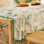 Toalha de Mesa Bohemia Verde com Franjas Elegantes