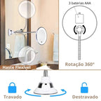 Espelho de Maquiagem LED Flexível 360 Graus com Ventosa