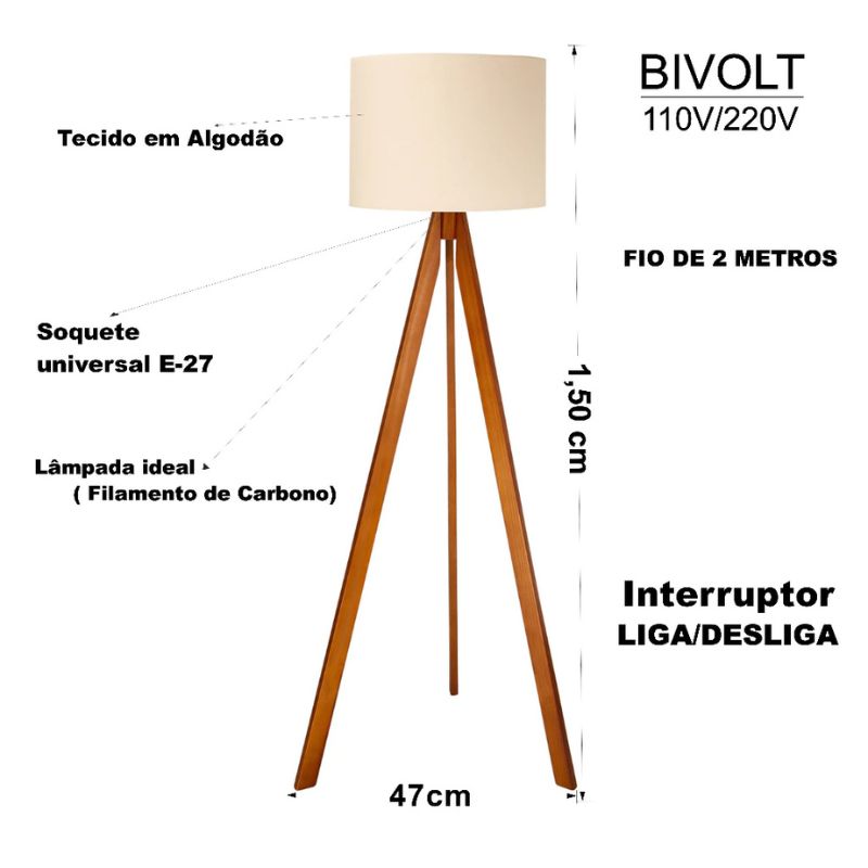 Abajur de Chão Modelo Siena