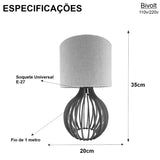 Abajur de Mesa Modelo Ébano