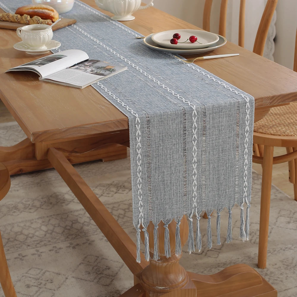 Caminho de Mesa Com Franjas Modelo Rustic