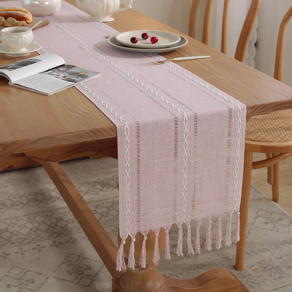 Caminho de Mesa Com Franjas Modelo Rustic