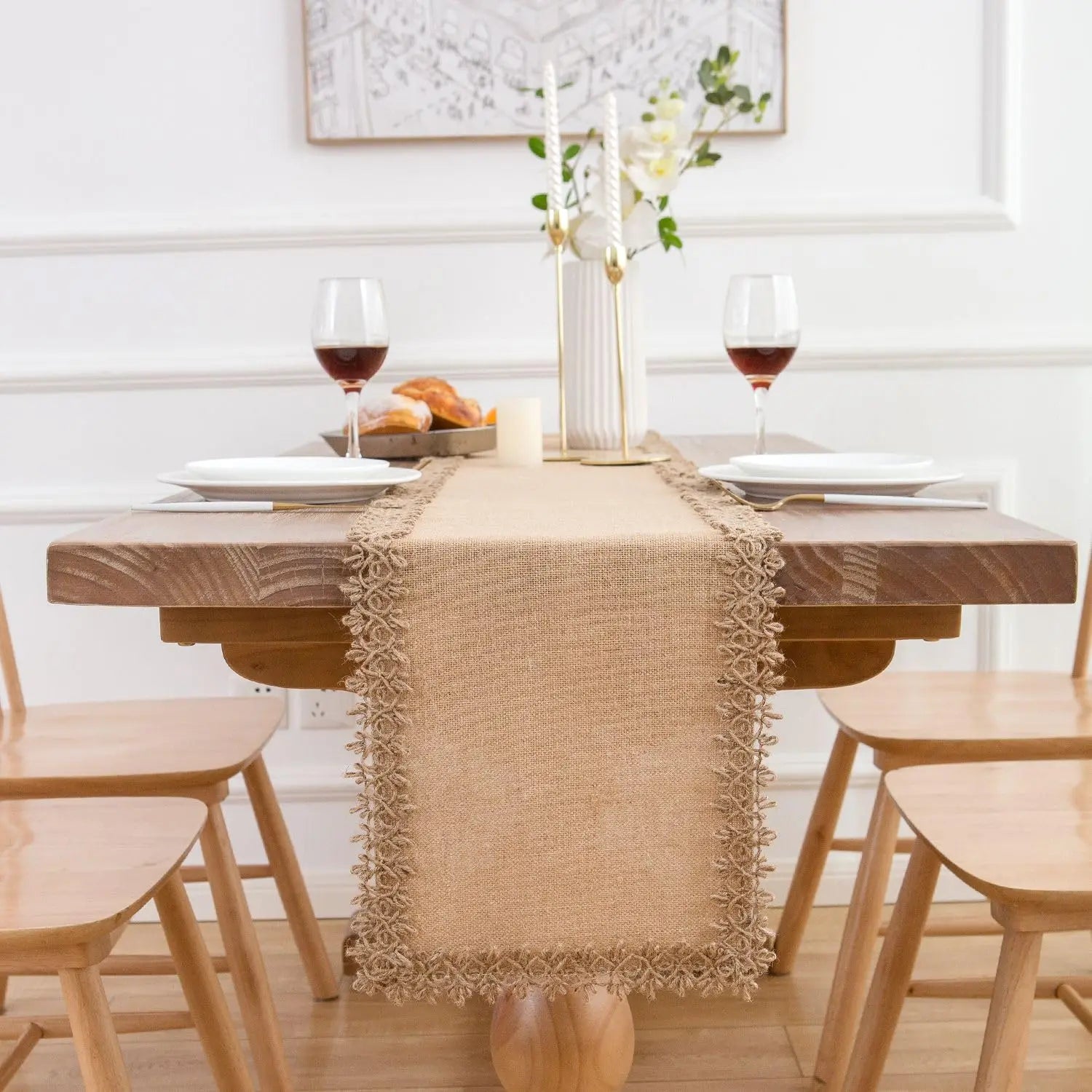 Caminho de Mesa Com Renda Modelo Terra