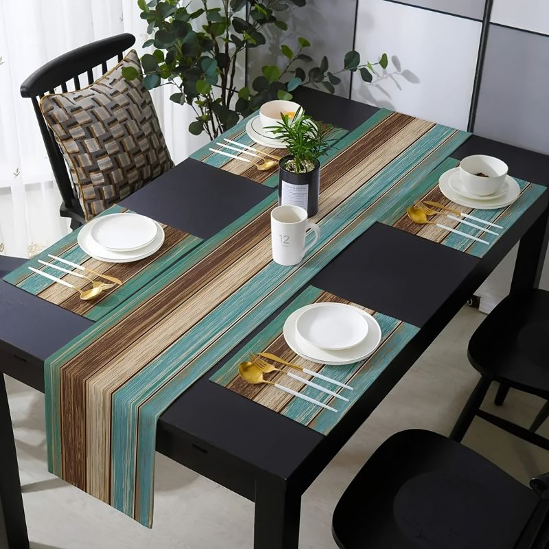 Caminho de Mesa e Jogo Americano Modelo Rustic Green
