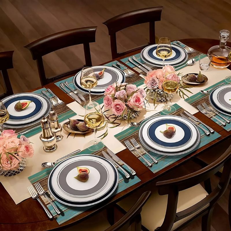 Caminho de Mesa e Jogo Americano Modelo Rustic Green