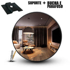 Espelho Redondo 60cm Com Acabamento em Couro