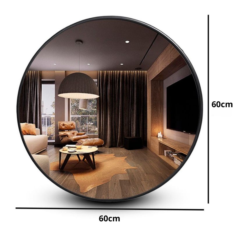 Espelho Redondo 60cm Com Acabamento em Couro