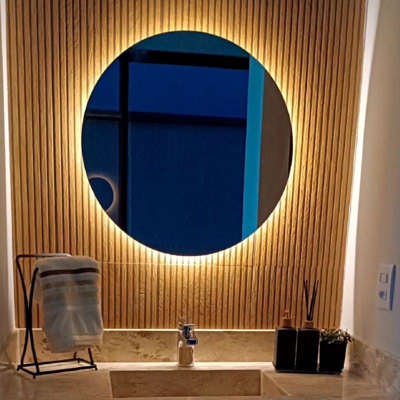 Espelho Redondo 60cm Com Iluminação LED