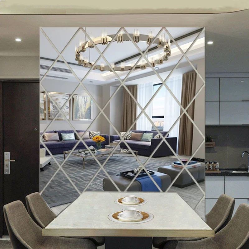 Espelho de Parede Adesivo 3D Triangulos Para Decoração