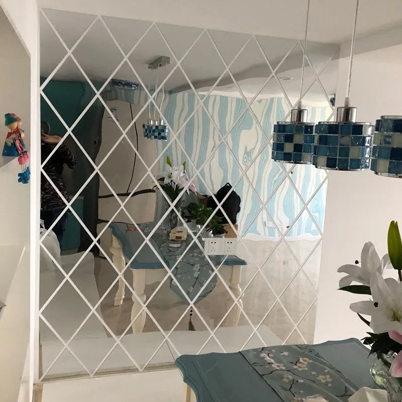 Espelho de Parede Adesivo 3D Triangulos Para Decoração