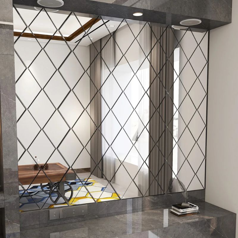 Espelho de Parede Adesivo 3D Triangulos Para Decoração