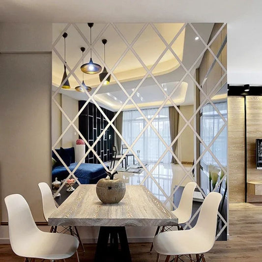 Espelho de Parede Adesivo 3D Triangulos Para Decoração