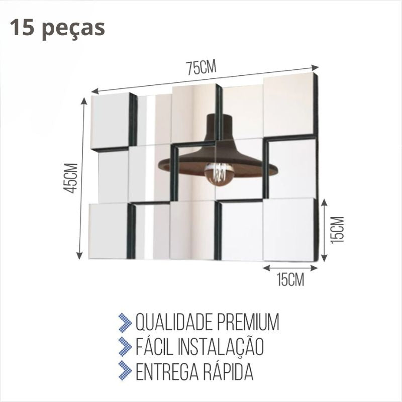 Espelho de Parede Decorativo 3D Mosaico