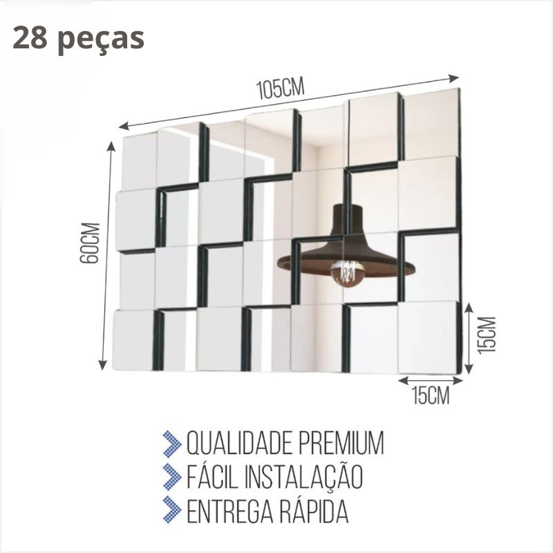 Espelho de Parede Decorativo 3D Mosaico