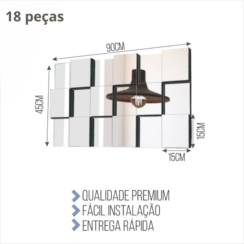 Espelho de Parede Decorativo 3D Mosaico