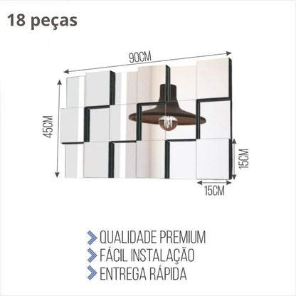 Espelho de Parede Decorativo 3D Mosaico