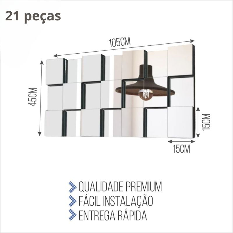 Espelho de Parede Decorativo 3D Mosaico