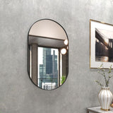Espelho de Parede Oval 60x40 Com Acabamento em Couro