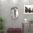 Espelho de Parede Oval 60x40 Com Acabamento em Couro