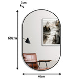 Espelho de Parede Oval 60x40 Com Acabamento em Couro