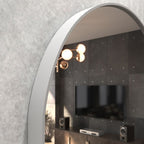 Espelho de Parede Oval 60x40 Com Acabamento em Couro