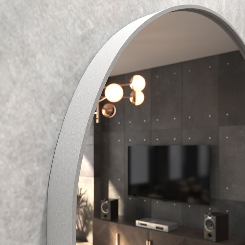 Espelho de Parede Oval 60x40 Com Acabamento em Couro