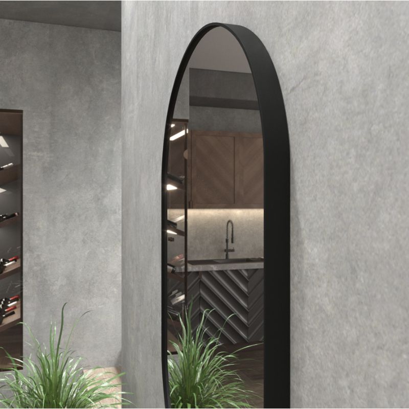 Espelho de Parede Oval 60x40 Com Acabamento em Couro