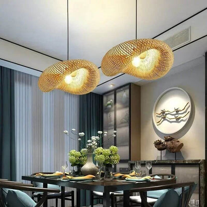 Lustre Pendente Malha de Bambu Modelo Bali