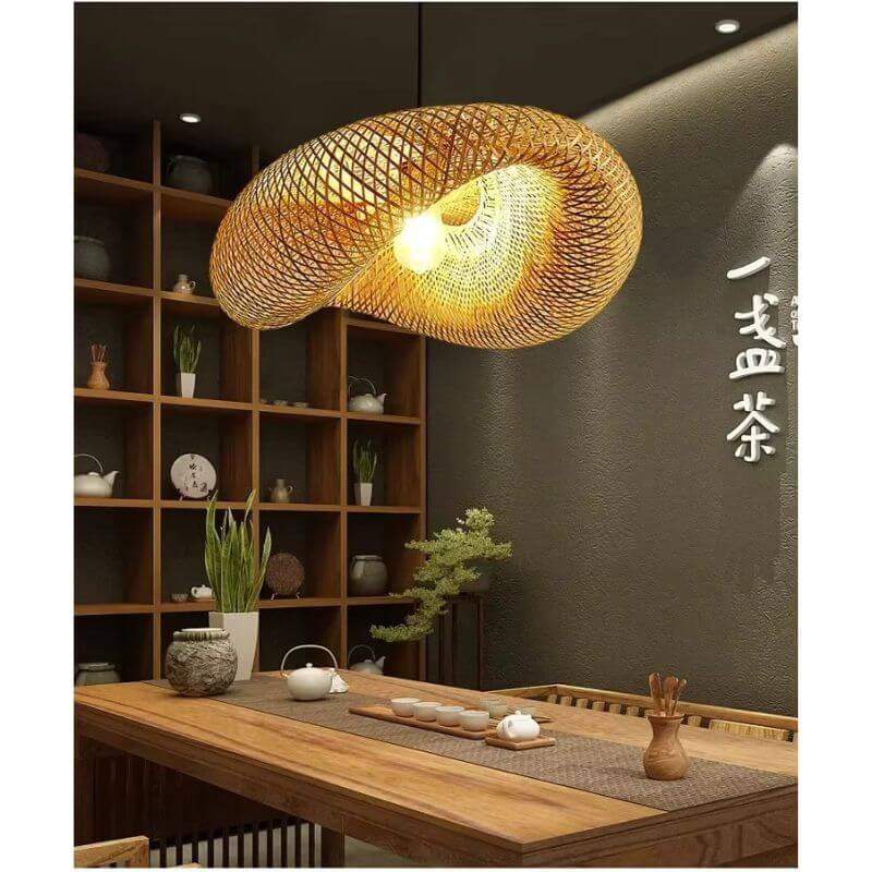 Lustre Pendente Malha de Bambu Modelo Bali
