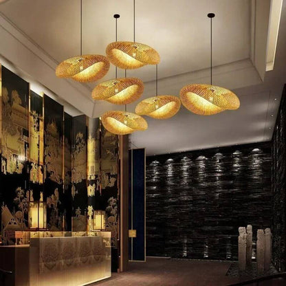 Lustre Pendente Malha de Bambu Modelo Bali