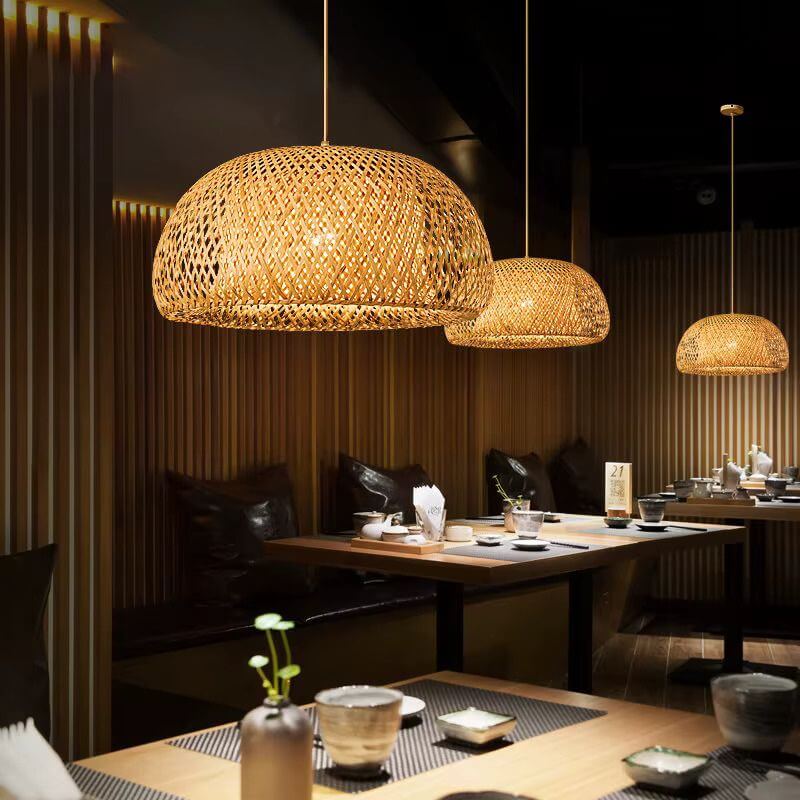 Lustre Pendente Malha de Bambu Modelo Kendari