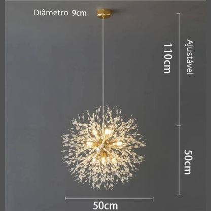Lustre Dente-de-Leão Cristal LED Artístico