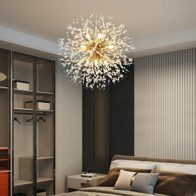 Lustre Dente-de-Leão Cristal LED Artístico