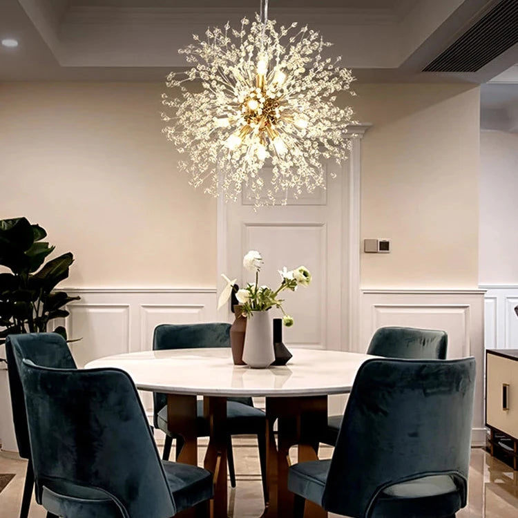 Lustre Dente-de-Leão Cristal LED Artístico