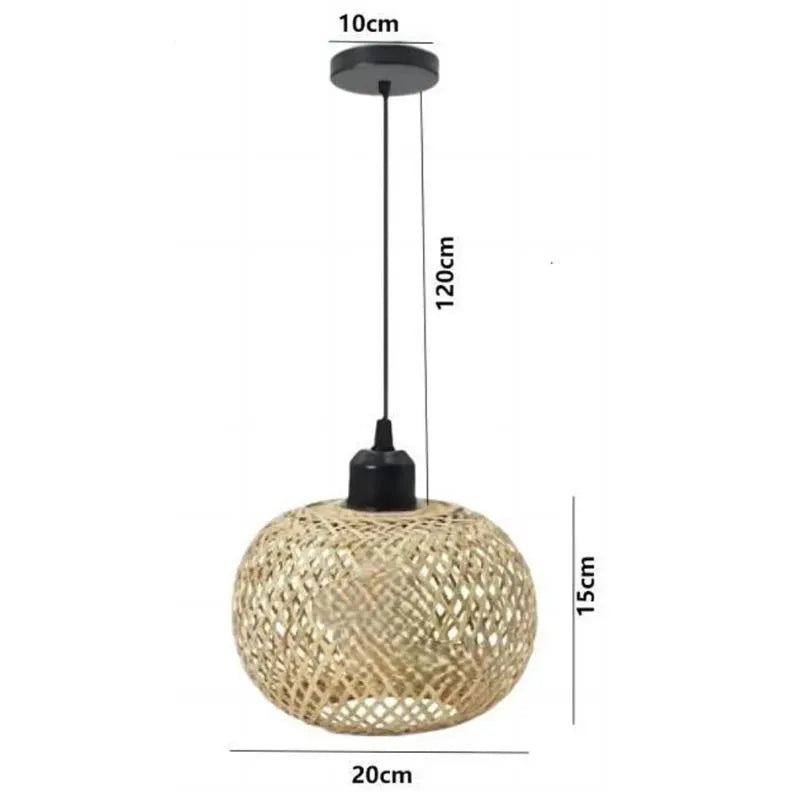Lustre Pendente Artesanal de Malha de Bambu