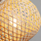 Lustre Pendente Artesanal de Malha de Bambu