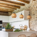 Lustre Pendente Artesanal de Malha de Bambu