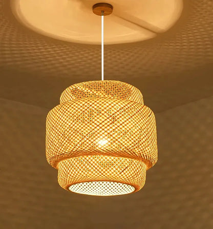 Lustre Pendente Malha de Bambu Artesanal Lombok
