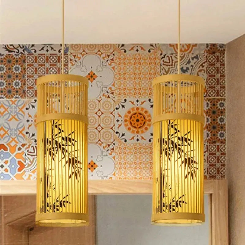 Lustre Pendente Zen de Bambu Artesanal