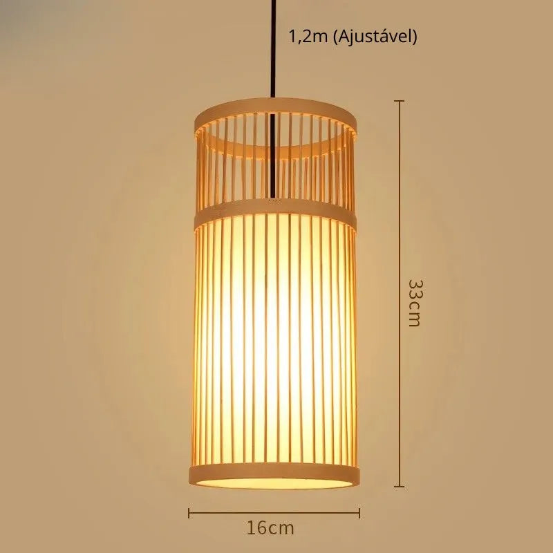 Lustre Pendente Zen de Bambu Artesanal