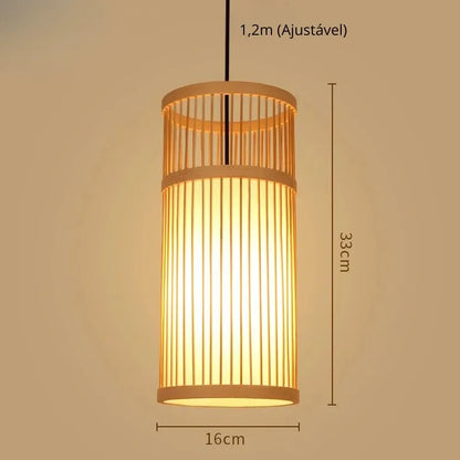 Lustre Pendente Zen de Bambu Artesanal