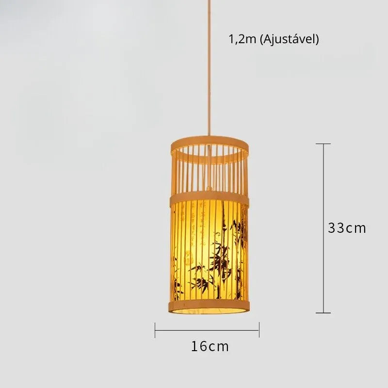 Lustre Pendente Zen de Bambu Artesanal