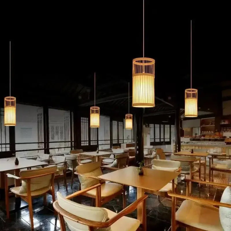 Lustre Pendente Zen de Bambu Artesanal