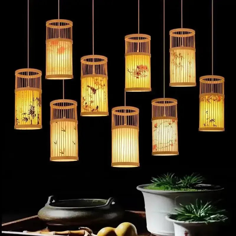 Lustre Pendente Zen de Bambu Artesanal