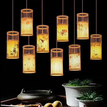 Lustre Pendente Zen de Bambu Artesanal
