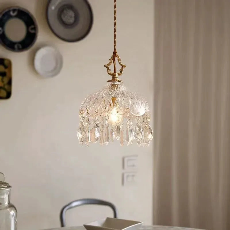 Lustre Pendente de Cristal Retro Francês Luxuoso